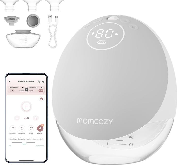 Image du produit Momcozy Tire-lait mains libres M9 gris paquet unique