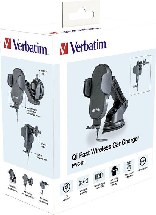 Immagine prodotto Verbatim Fast Qi Fast Wireless Car Charger USB-C 15W FWC-01