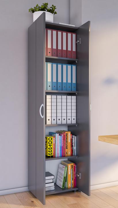 Produktbild VCM Büroschrank Bücher Ordner Aktenschrank Büromöbel Schrank Ulas 5-fach Drehtüren (49 x 34 x 178 cm)