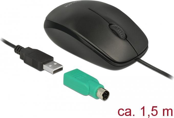 Produktbild Delock 12534  USB Typ-A + PS/2 Desktop Maus (Kabelgebunden)