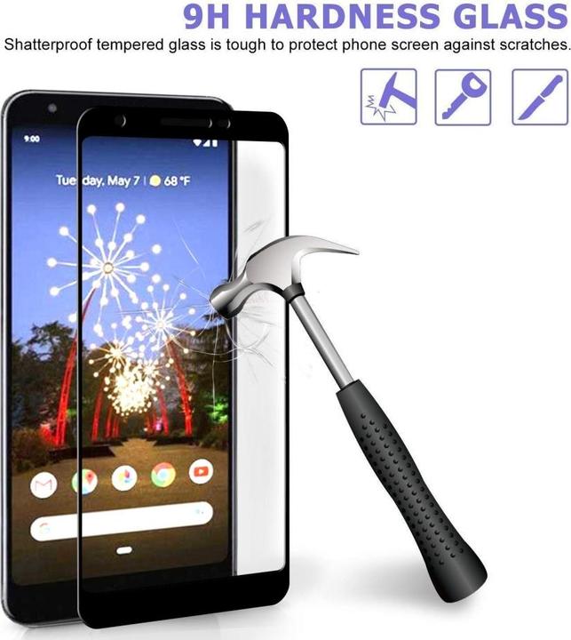Actual product image Screenguard Google Pixel 3a Full Screen Protective Glass Film 2.5D 9H (1 Piece, Google Pixel 3a)