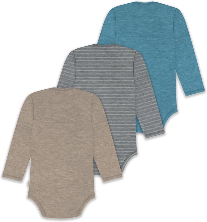 Actual product image Normani 3-pack baby merino bodysuit long sleeve "Auckland" - 9383 (98)
