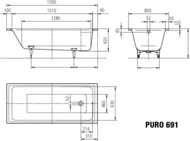 Produktbild Kaldewei Puro 691 170x80cm 25910001