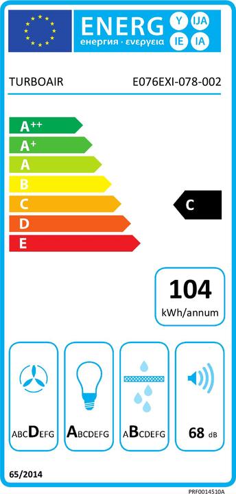 Label énergétique Turboair MONTENAPOLEONE LX/X/A Island Hood Inox (Hotte îlot)