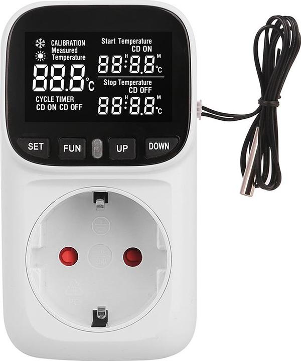 Offgridtec Temperaturregler für Steckdose mit Digitalanzeige und externem Sensor