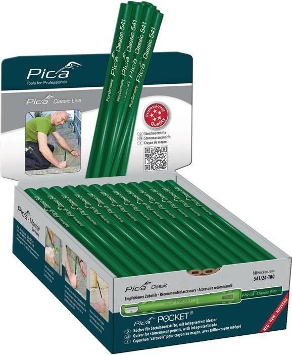 Immagine prodotto Pica Matita da scalpellino Classic 541 lunghezza 30 cm 10H non affilata (Verde, 100 x)
