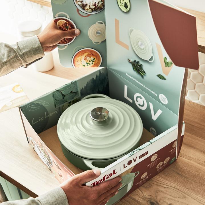 Productafbeelding Tefal LOV Gietijzeren Ovale Braadpan 34cm Lichtgroen (34 cm, Braadpan + kasserol, Steelpan, Gietijzer)