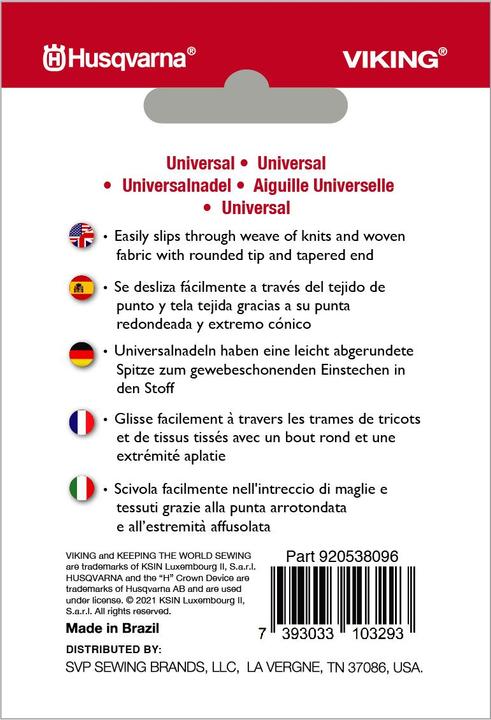 Produktbild Husqvarna Universalnadel, Packungsgrösse: 10 Nadeln, Sortiment