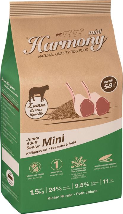 Produktbild Harmony Dog Natural Mini Kaltgepresstes Hundefutter Weidelamm (Adult, 1 Stk., 1500 g)