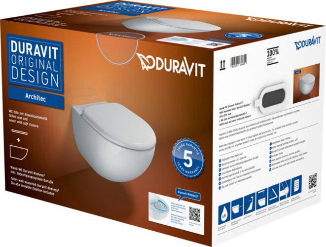 Produktbild Duravit Wand-WC-Set ARCHITEC RIMLESS tief, 365x575mm weiss