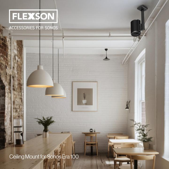 Productafbeelding Flexson SUPPORT PLAFOND ERA 100 -NoirSupport plafond ERA 100 (1 stuk, Wandmontage, Draaibaar, Kantelbaar)