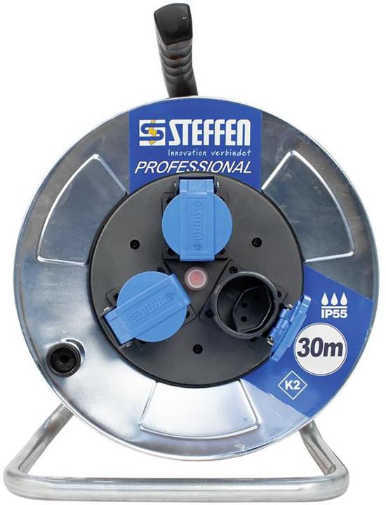 Actual product image Steffen Metal cable reel PROFESSIONAL galvanized 3xT13 IP55 EPR-PUR 3x1.5mm2 30m (30 m, 1.50 mm²)