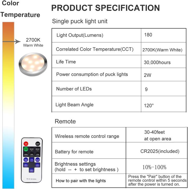 Produktbild Aiboo 8er-Set LED-Schrankleuchten mit Fernbedienung (1200 lm)