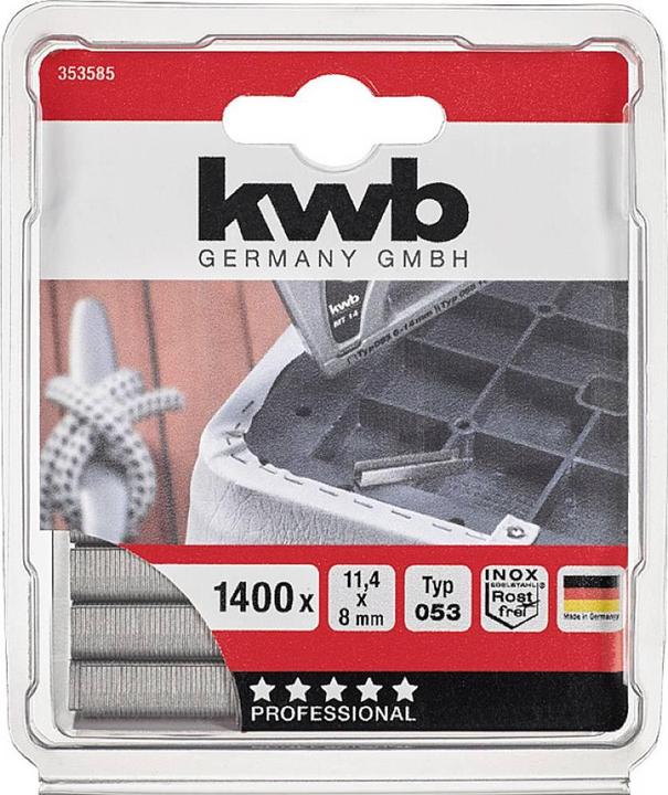 Produktbild kwb Klammern 11,4 x 8 mm Feindraht Edelstahl 1400 Stück