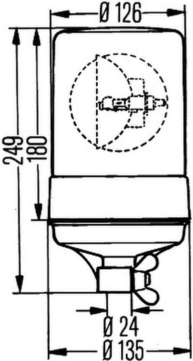Actual product image Hella Rotating beacon halogen for AEBI DAF FIAT FORD FRUEHAUF KÄSSBOHRER MAN