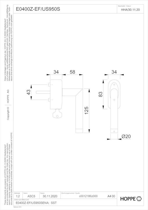 Image du produit Hoppe Z-Wave eHandle verrouillable ConnectSense Amsterdam 32mm