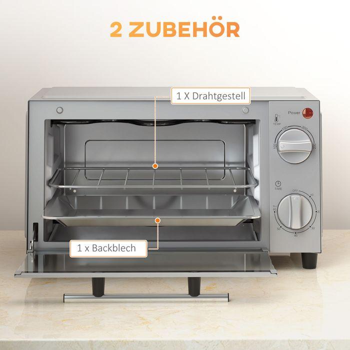 Actual product image Swisshandel24 Minibackofen 9L Mini Ofen mit Backblech, Grillrost, 100 °C-230 °C Edelstahl, silber
