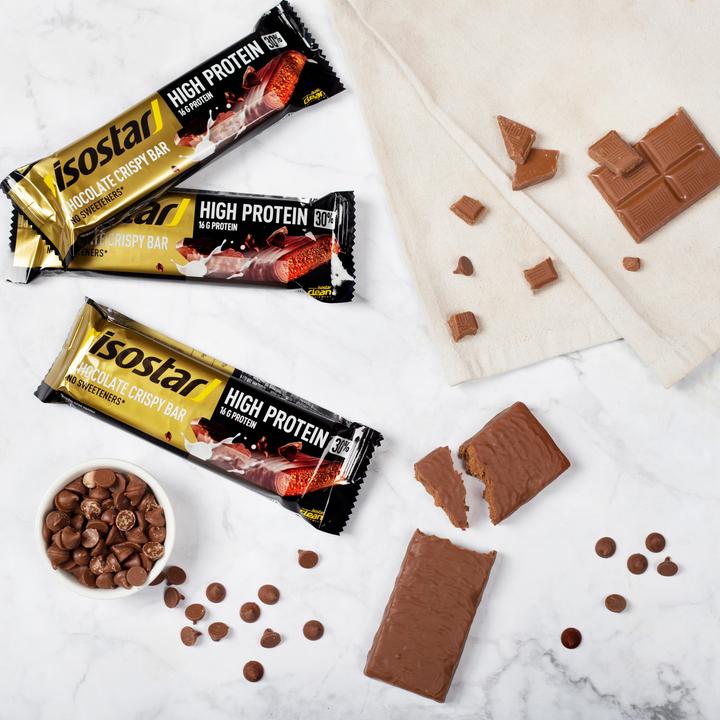 Produktbild Isostar Riegel High Protein 30% Chocolate Crispy Bar, 16 x 55g (Schokolade, 16 Stk., 880 g)