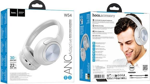 Produktbild Hoco Wireless headphones wireless headphones bluetooth ANC W54 gray (ANC, 22 h, Kabellos)