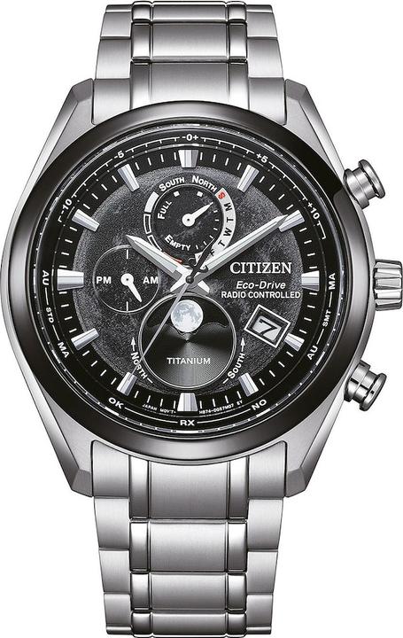 Citizen BY1018-80E Eco-Drive Mondphase Titanium Funkuhr 43mm 10ATM (Mondphasenuhr, 43 mm)