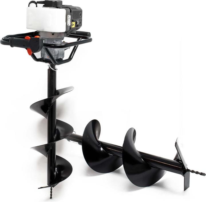 Produktbild Wiltec Set Erdlochbohrer 1,4kW 250mm 300mm Bohrschnecken 52cm³ Erdbohrgerät Benzin