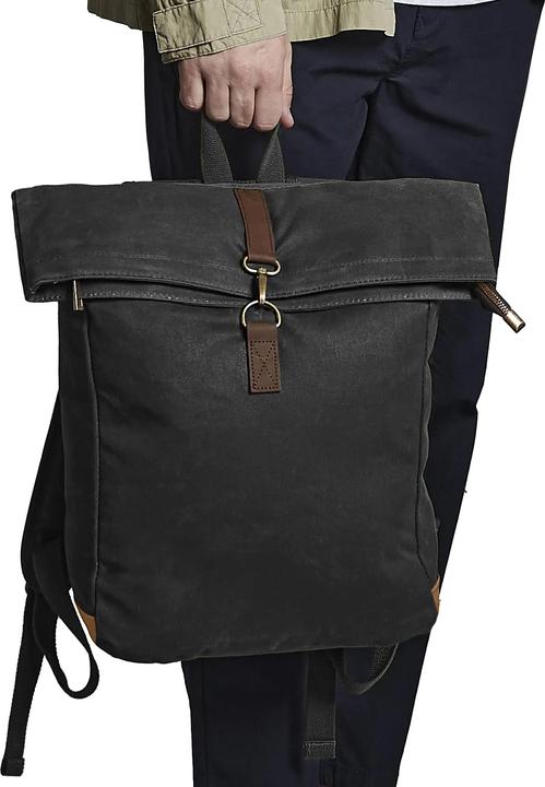 Actual product image Quadral Heritage waxed canvas backpack with leather accent (9 l)