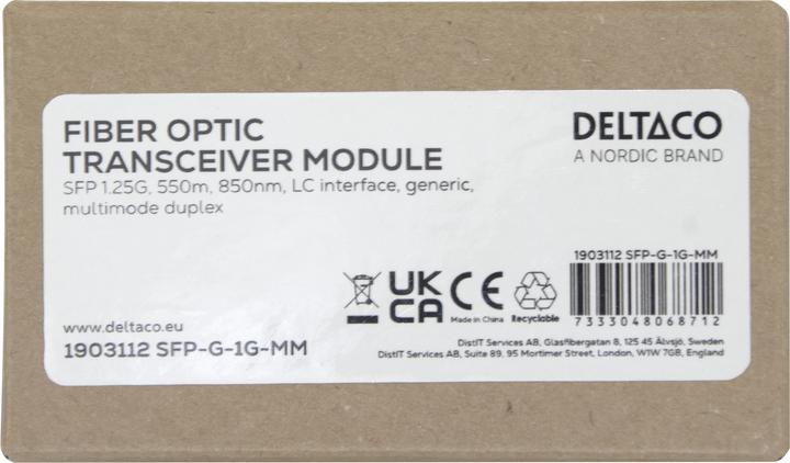 Actual product image Deltaco SFP 1.25G, 550m, 850nm, LC interface, Generic, MM Duplex