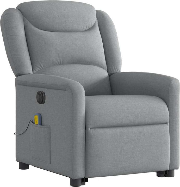 VidaXL Elektrischer Massagesessel mit Aufstehhilfe Hellgrau Stoff
