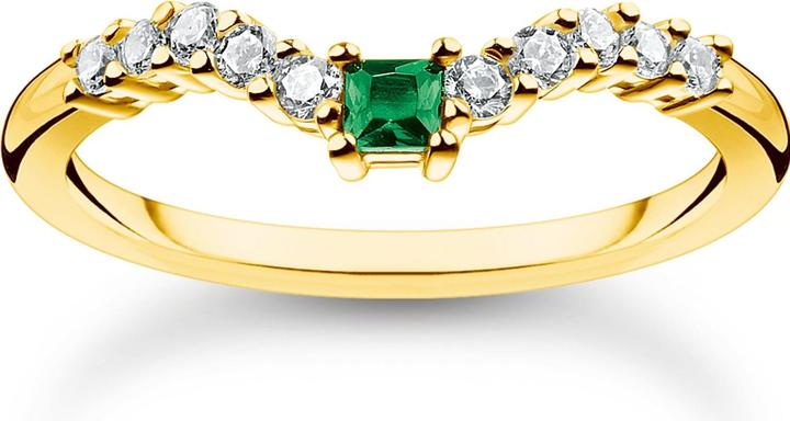 Image du produit Thomas Sabo Bague pierre verte avec pierres blanches or (56, Argent 925)