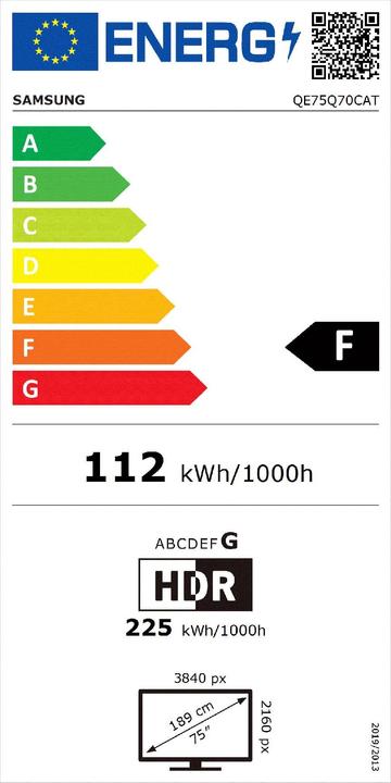 Etichetta energetica Samsung QE75Q70C (75", Q70C, QLED, 2023)