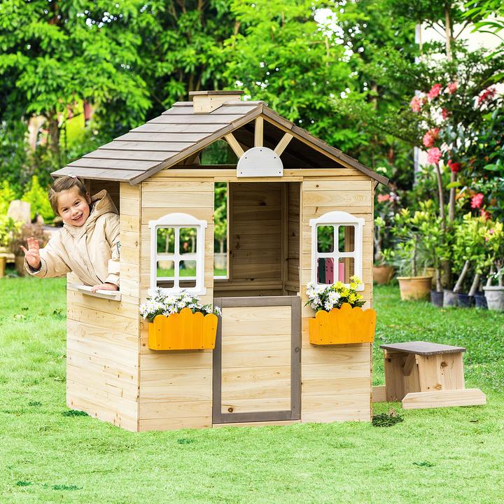 Produktbild Outsunny Kinderspielhaus mit Blumentopfhalter