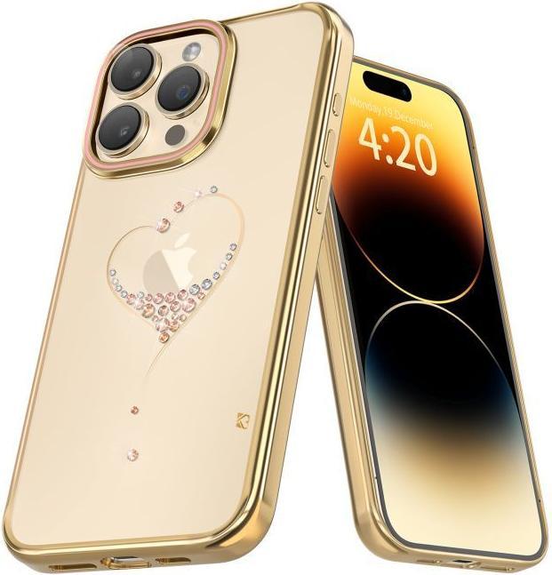 Actual product image Kingxbar Wish Series silicone case with crystals for iPhone 15 Pro - gold (Apple iPhone 15 Pro)