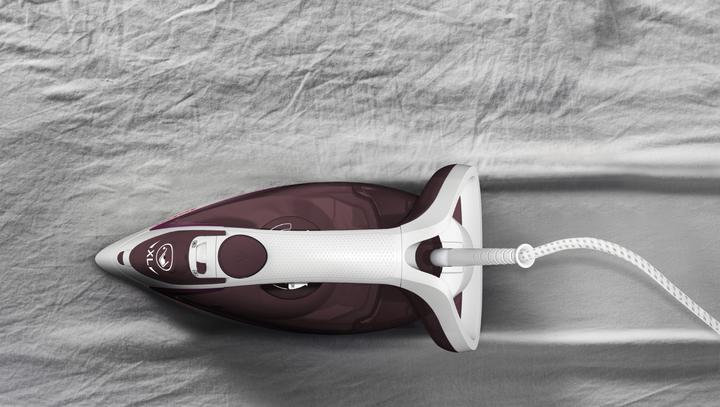 Actual product image Tefal EasyGliss Plus FV5714 Dry & Steam Iron Durilium Sole Bordeaux (2400 W, 190 g/min)