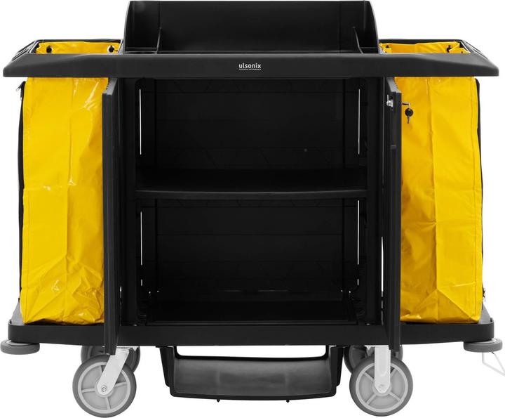 Image du produit Ulsonix Chariot de ménage - verrouillable - 250 kg - 6 étagères - 2 sacs nylon