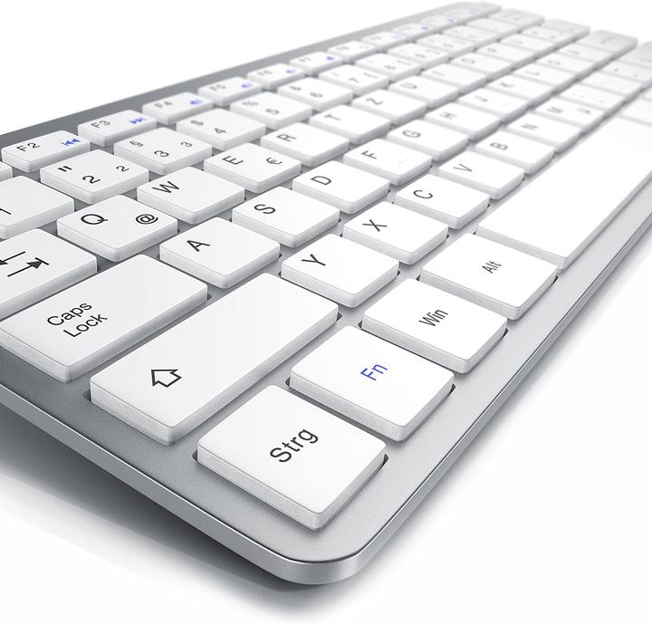 Produktbild CSL Wireless Tastatur, 2,4Ghz Slim Design Mini Keyboard, platzsparend, ergonomisch, Kabellos, silber (DE, Kabellos)