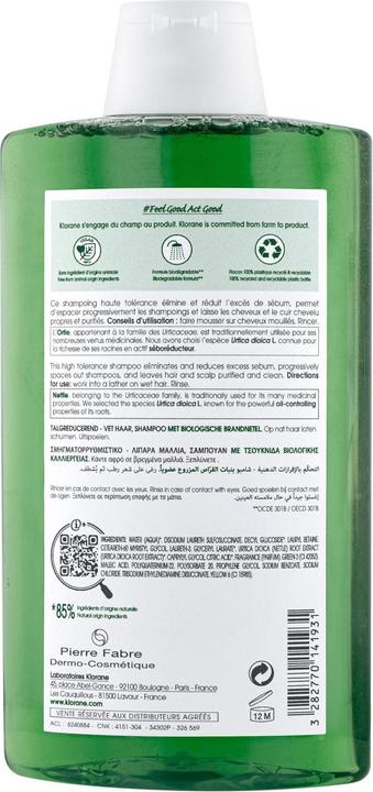 Produktbild Klorane Talgregulierendes Shampoo mit BIO-Brennnessel (400 ml, Flüssiges Shampoo)