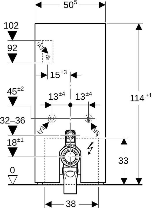 Produktbild Geberit Monolith PLUS Sanitärmodul für Stand-WC, 114cm, Wasseranschluss hinten mittig, mit Anschlu