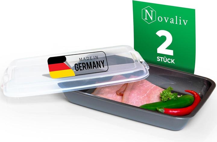 Immagine prodotto Novaliv 2er-Set Anthrazit Premium Aufschnittbox mit Transparentem Deckel, Frischhaltedosen für Wurst