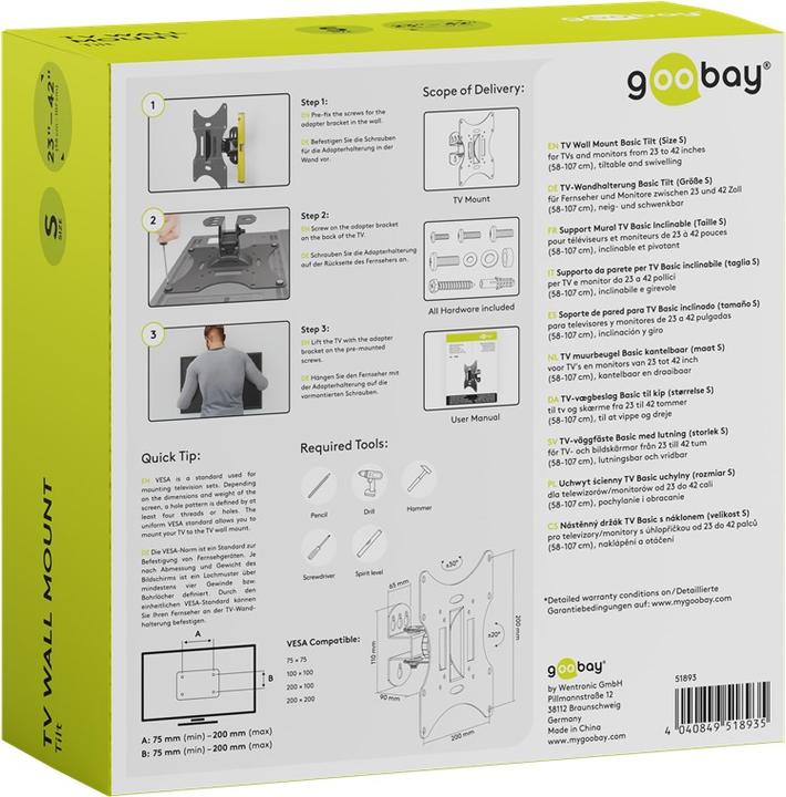Produktbild Goobay EasyFlex M (Wand, 42", 30 kg)