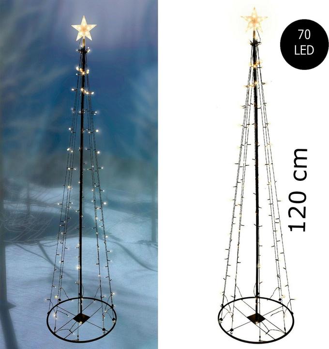 Produktbild Inda-Exclusiv LED Metall Weihnachtsbaum Stern warmweiss 70 LEDs 120cm 8 Funktionen