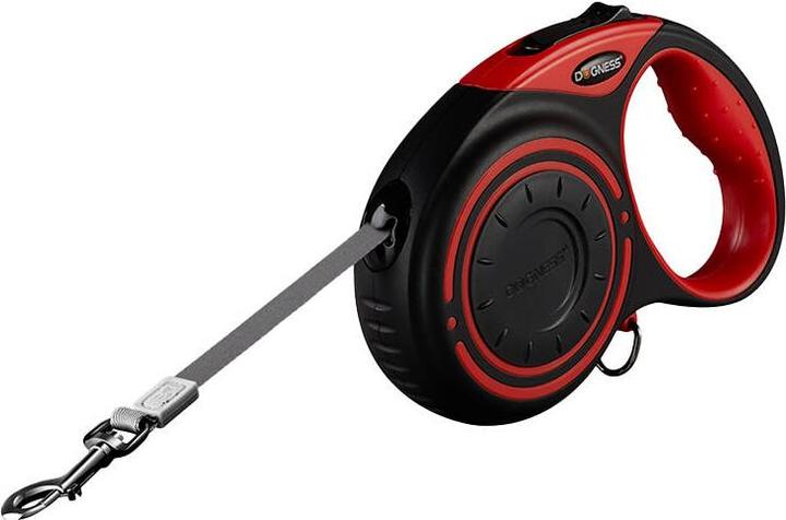 Dogness guinzaglio automatico con torcia e contenitore per borse (rosso) (Cane, Sport cane)