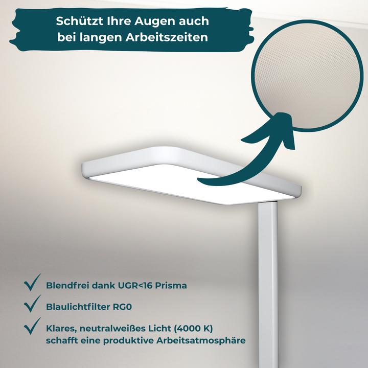 Image du produit Luxula Lampadaire de bureau à LED, haut/bas, blanc (7000 lm)