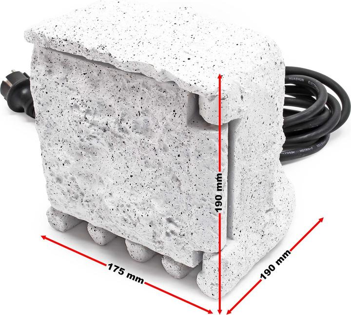 Produktbild Wiltec 4-fach Gartensteckdose Aussensteckdose Steinoptik Outdoor 5m Kabel (4 x, 5 m)