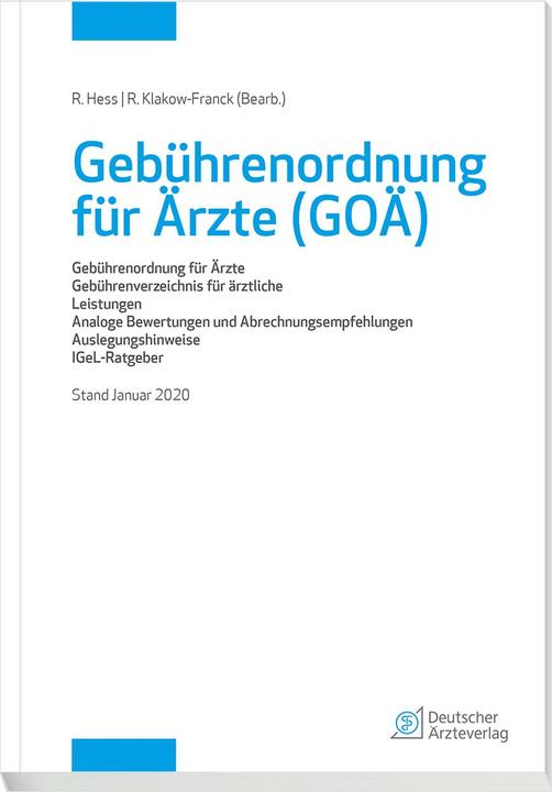 Energie-Label Gebührenordnung für Ärzte (GOÄ), Stand Januar 2020 (Deutsch, Renate Hess, Regina Klakow-Franck, 2020)