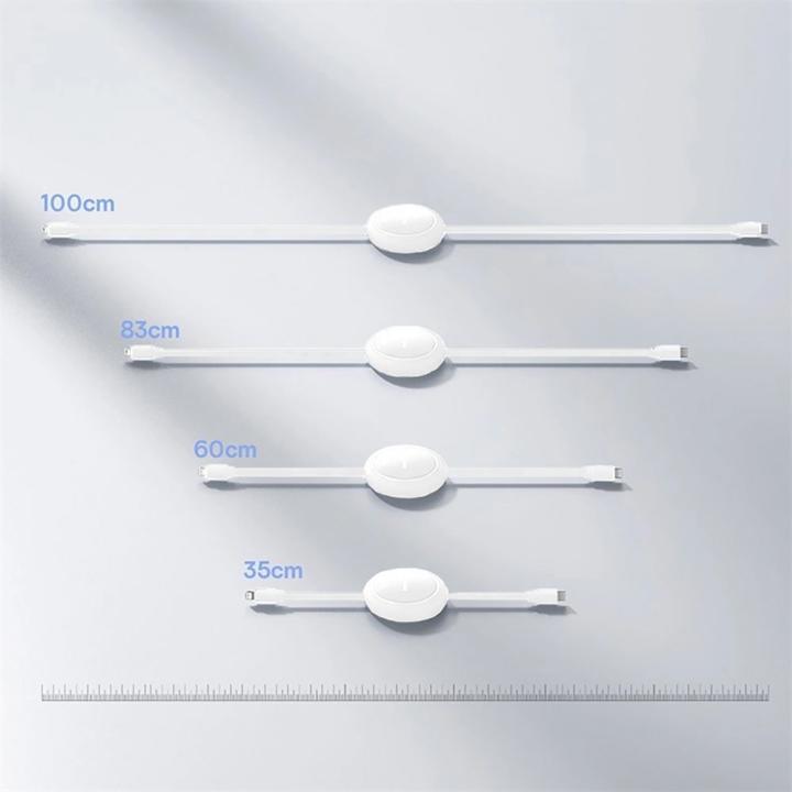 Actual product image Baseus Free2Pull retractable USB-C / Lightning cable 20W 1m - white (1 m, USB 2.0, 20 W)