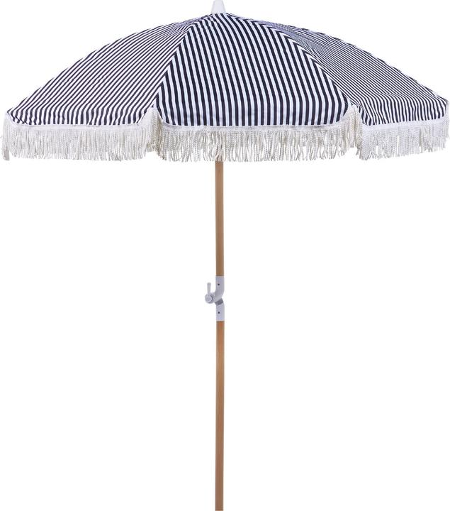 Beliani Sonnenschirm ⌀ 150 cm schwarz / weiss mit Volant MONDELLO (1.50 m)