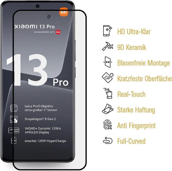 Actual product image Protectorking 3x Ceramic-Glass Full Cover HD Klar (3 Piece, Xiaomi 13 Lite)