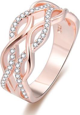 Immagine prodotto Beneto Anello in argento placcato oro rosa con zirconi AGG333 - Circuito: 60 mm (60, 925 Argento)