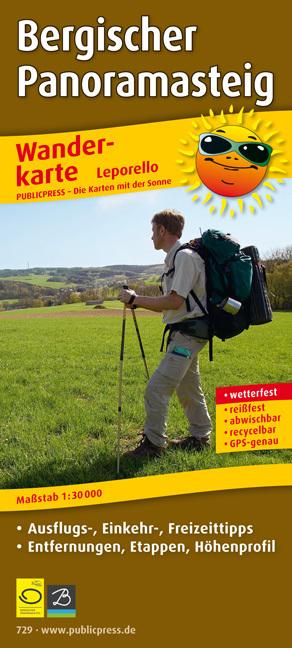 Produktbild PublicPress Leporello Wanderkarte Bergischer Panoramasteig