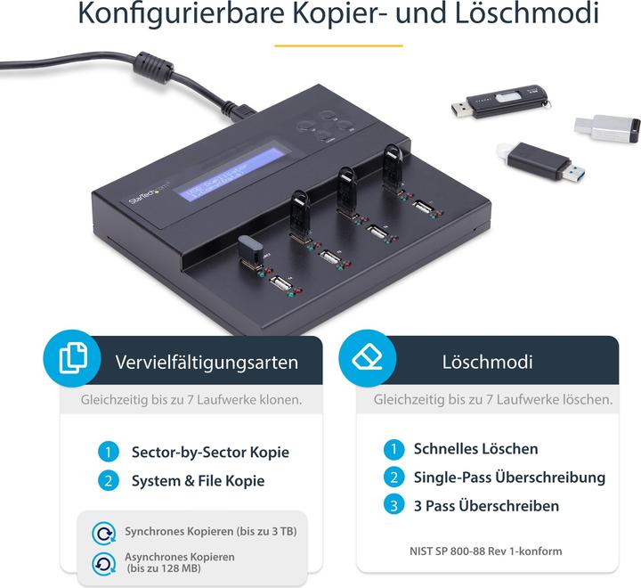 Produktbild StarTech USB Duplicator - 1:7 - USB Sticks - Flash Drive Duplicator (USB-A, 7 Ports)